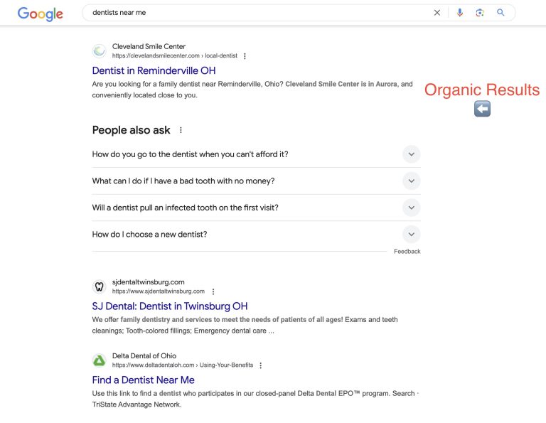Traditional organic results for dentists